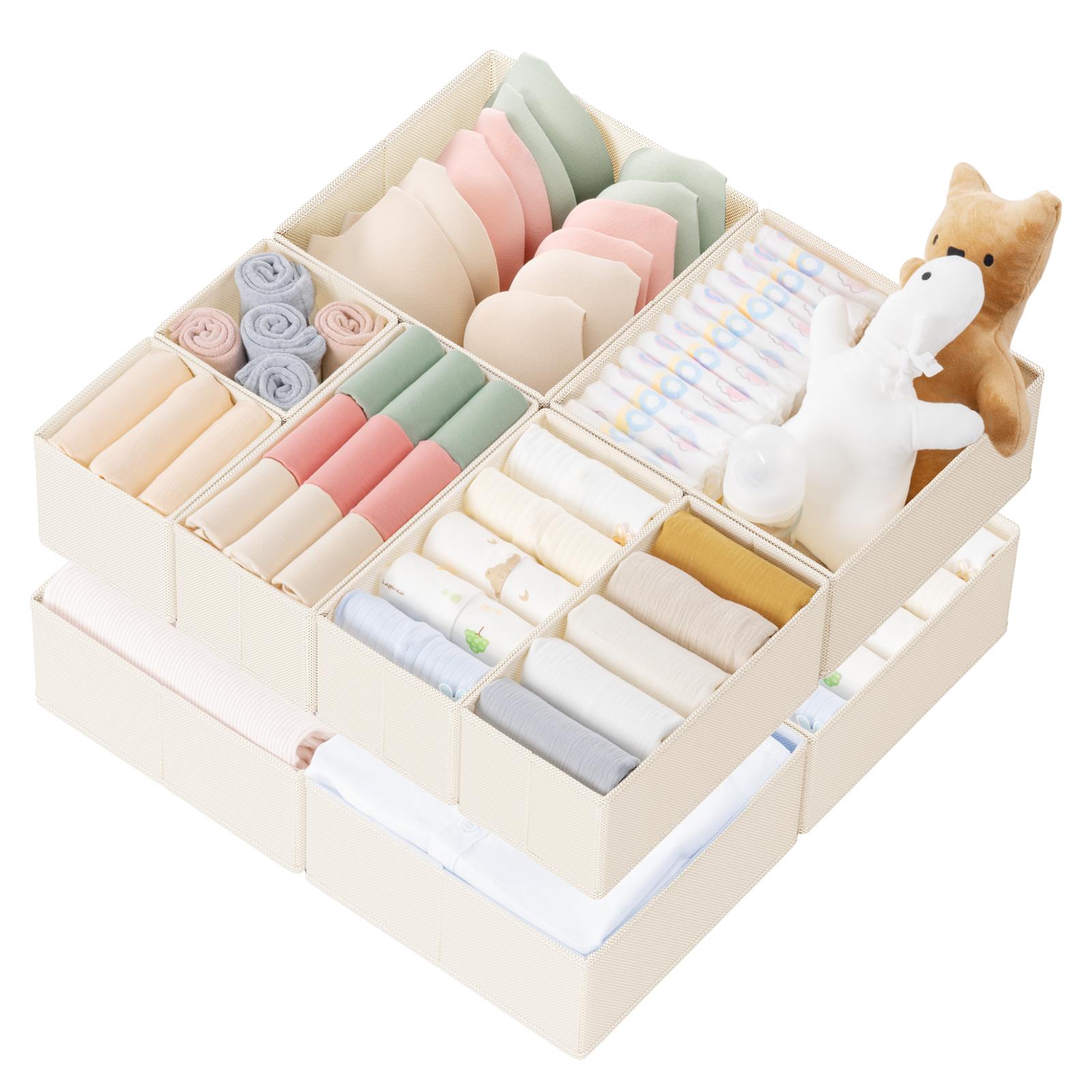 Baby Nursery Closet Organization - 10Pcs Foldable Plastic Drawer Organizer Bins